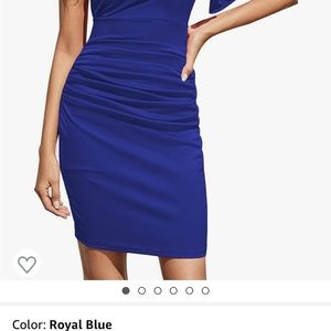 Lyaner One Shoulder Short Sleeve Ruched Cocktail Bodycon Short Dress